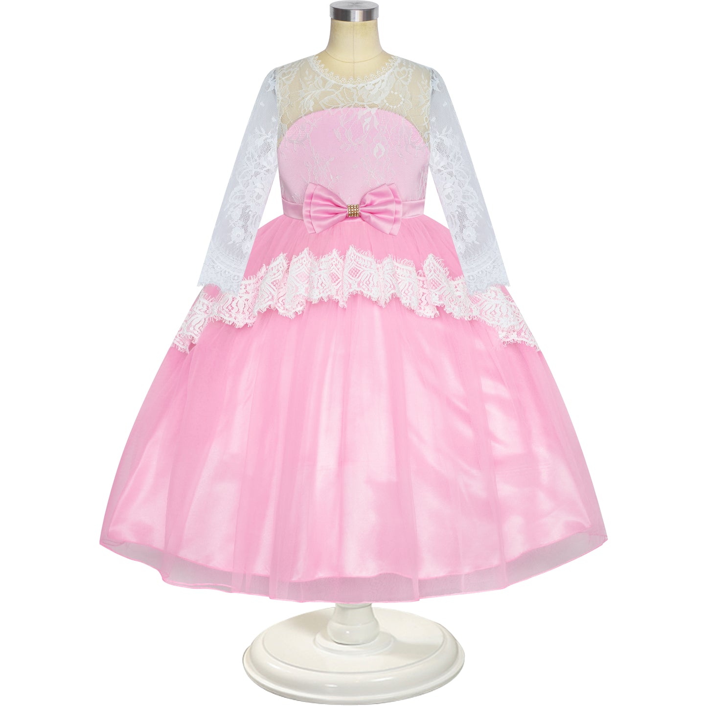 Flower Girl Dress Lace Hi-low Skirt Wedding Pageant Size 6-14 Years