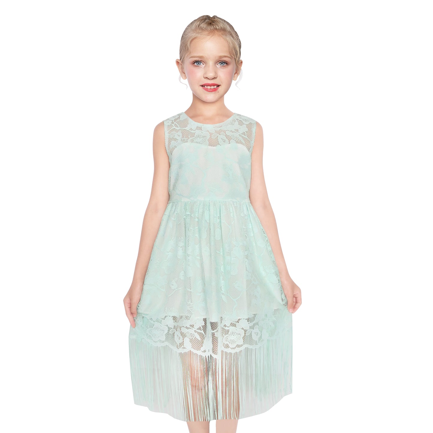 Girls Dress Blush Flapper Vintage 1920s Tassel Lace Size 6-16 Years