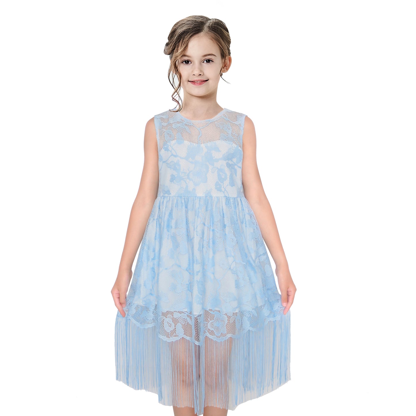 Girls Dress Blush Flapper Vintage 1920s Tassel Lace Size 6-16 Years