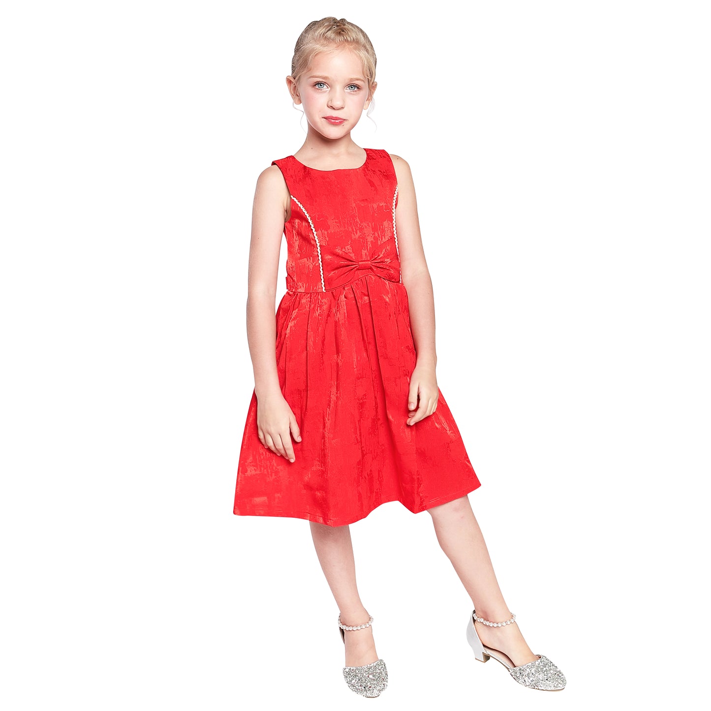 Girls Dress Reindeer Snowflakes Christmas Party Holiday Size 4-12 Years