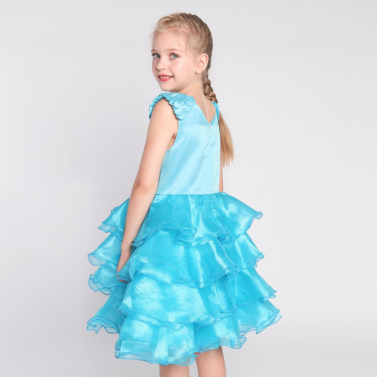 Girls Dress Ruffles Tulle Tiered Dress Sequin Party Birthday Princess Size 4-12 Years