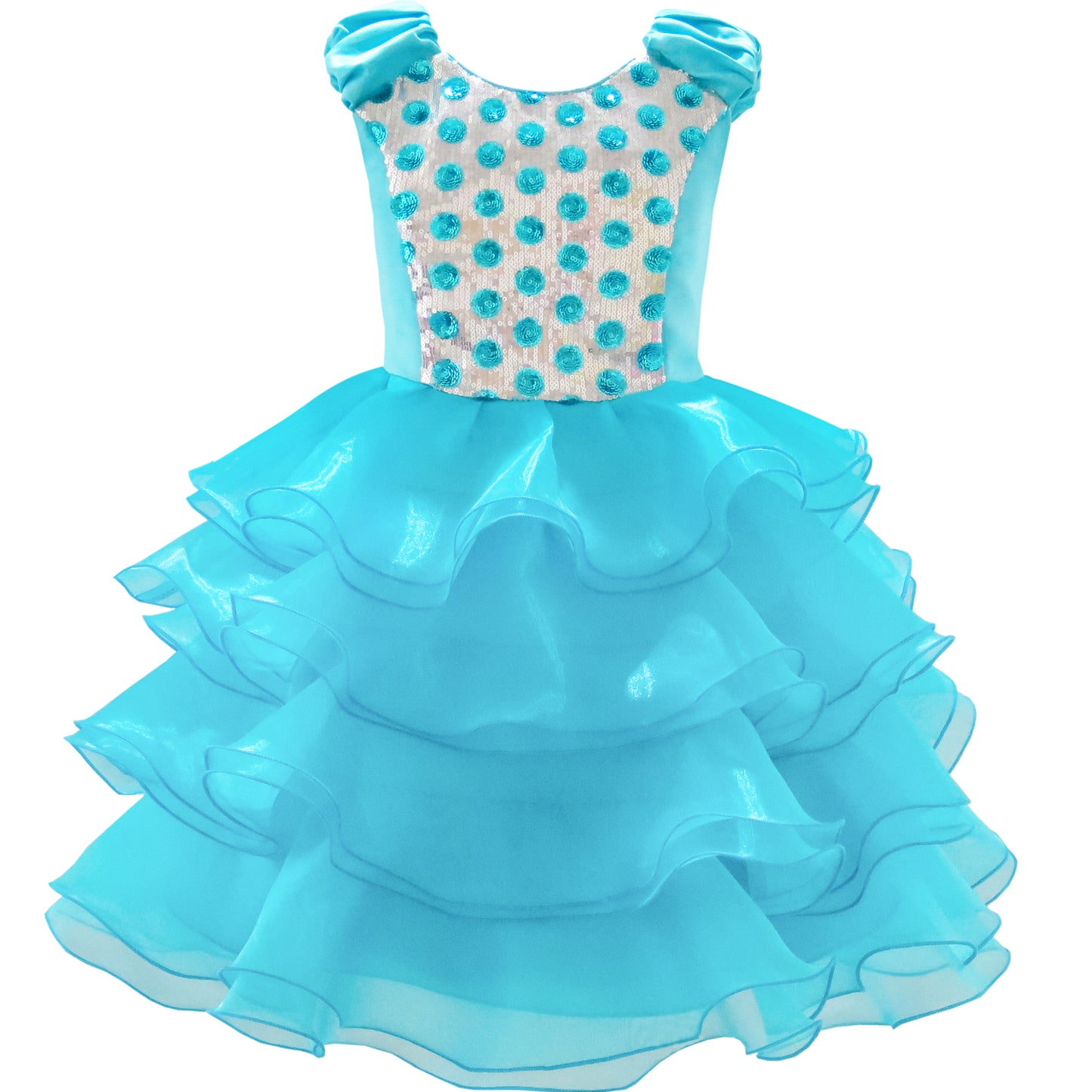 Girls Dress Ruffles Tulle Tiered Dress Sequin Party Birthday Princess Size 4-12 Years