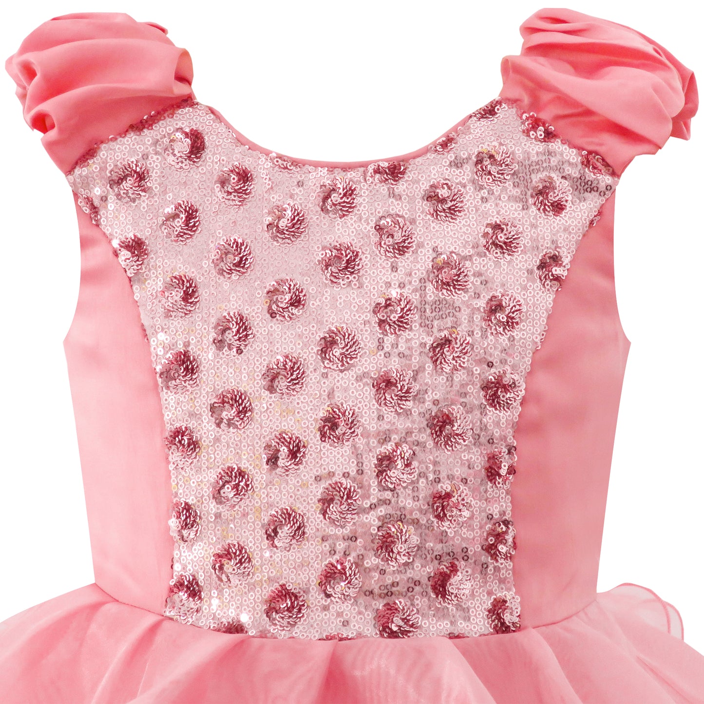 Girls Dress Ruffles Tulle Tiered Dress Sequin Party Birthday Princess Size 4-12 Years