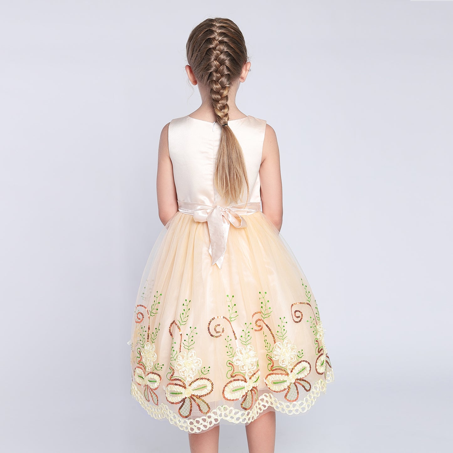 Flower Girls Dress Tiered Skirt Bridesmaid Wedding Size 4-12 Years