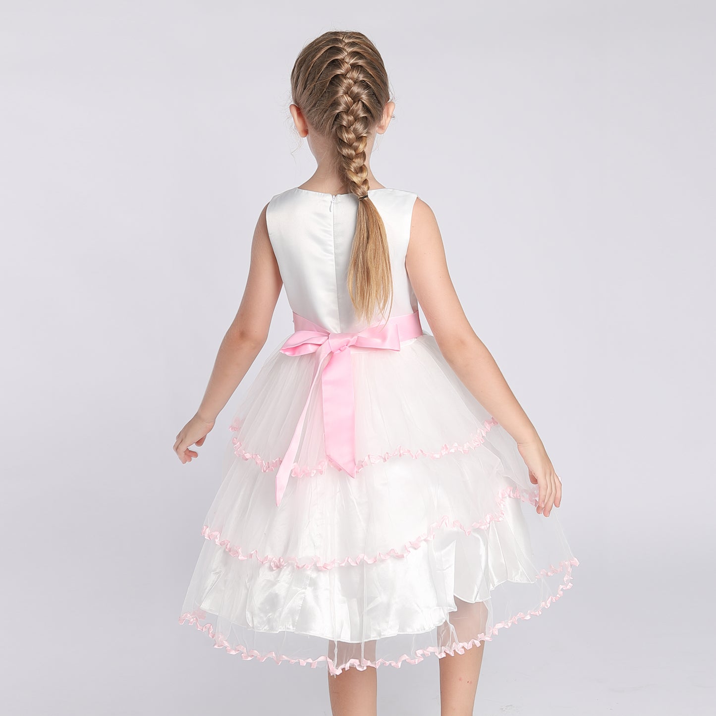 Flower Girls Dress Tiered Ruffle Skirt Pageant Size 3-10 Years