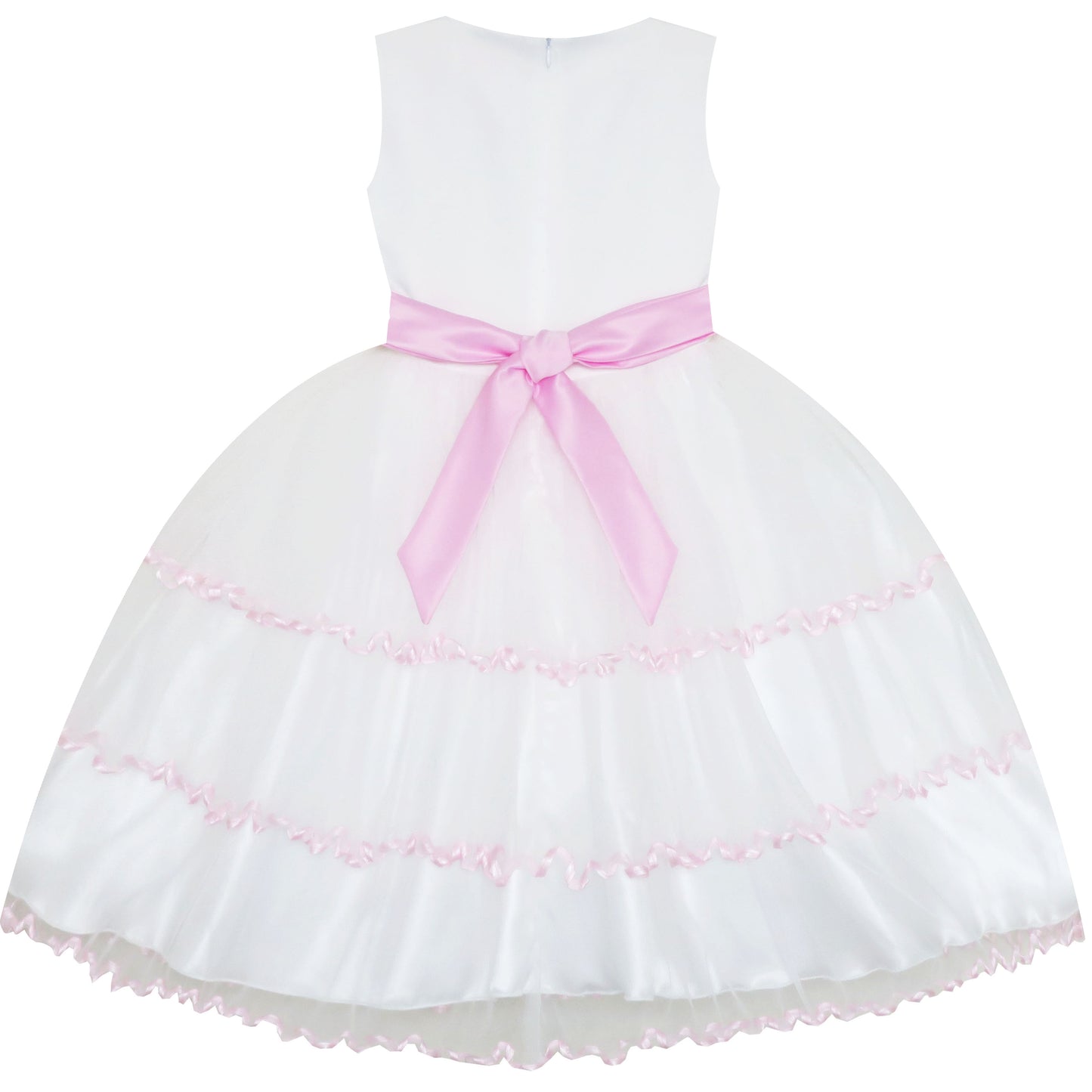 Flower Girls Dress Tiered Ruffle Skirt Pageant Size 3-10 Years