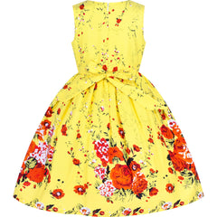 Girls Dress Rose Flower Double Bow Tie Party Size 4-12 Years