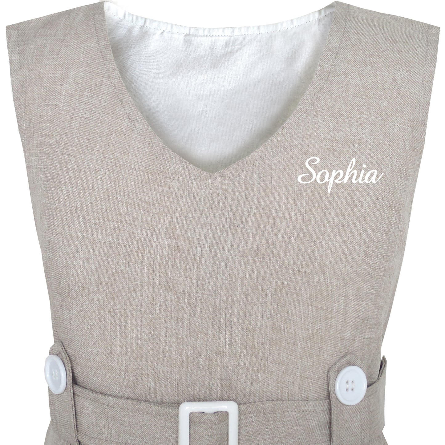 Girls Dress Khaki Button Back School Pleated Hem Size 6-14 Years