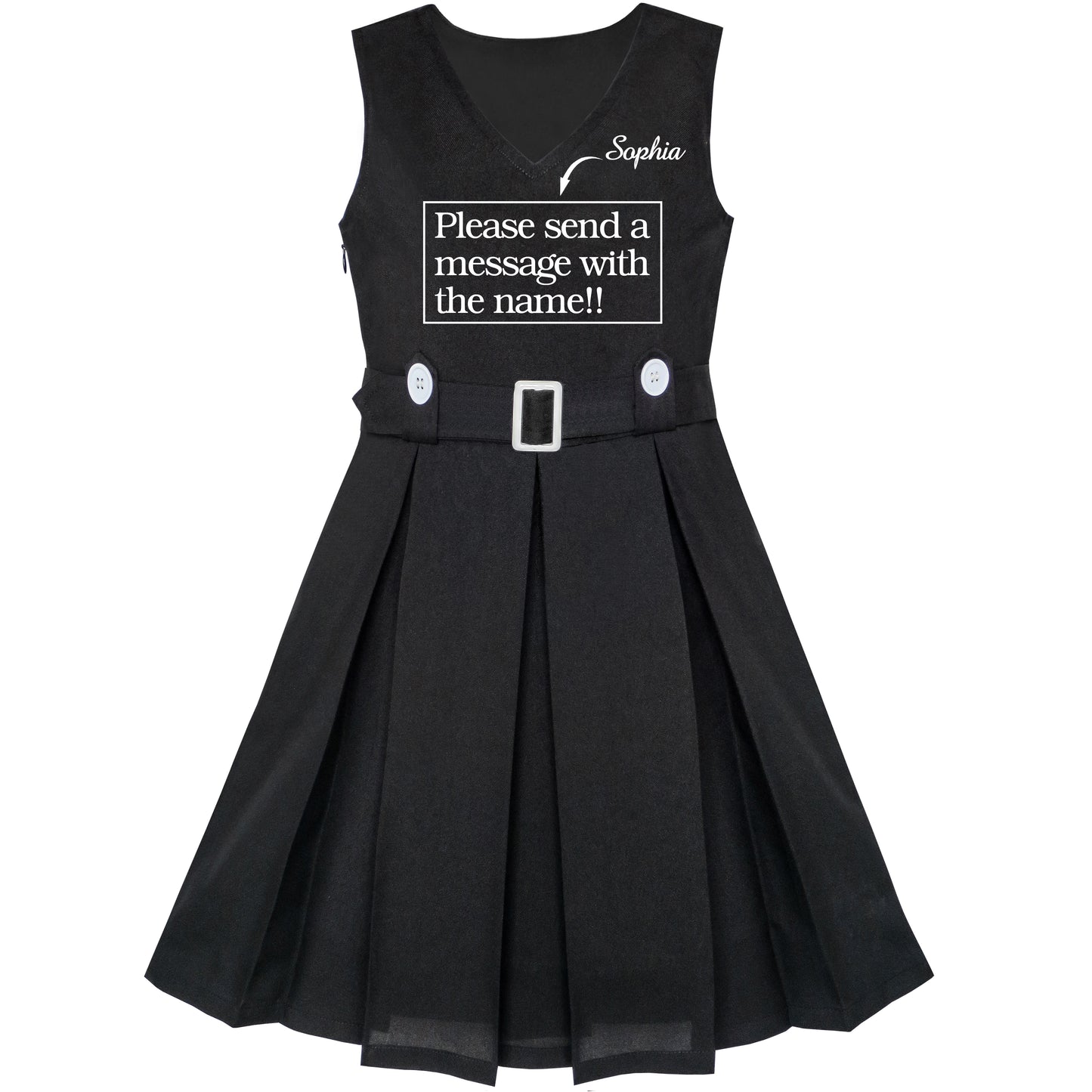 Girls Dress Khaki Button Back School Pleated Hem Size 6-14 Years