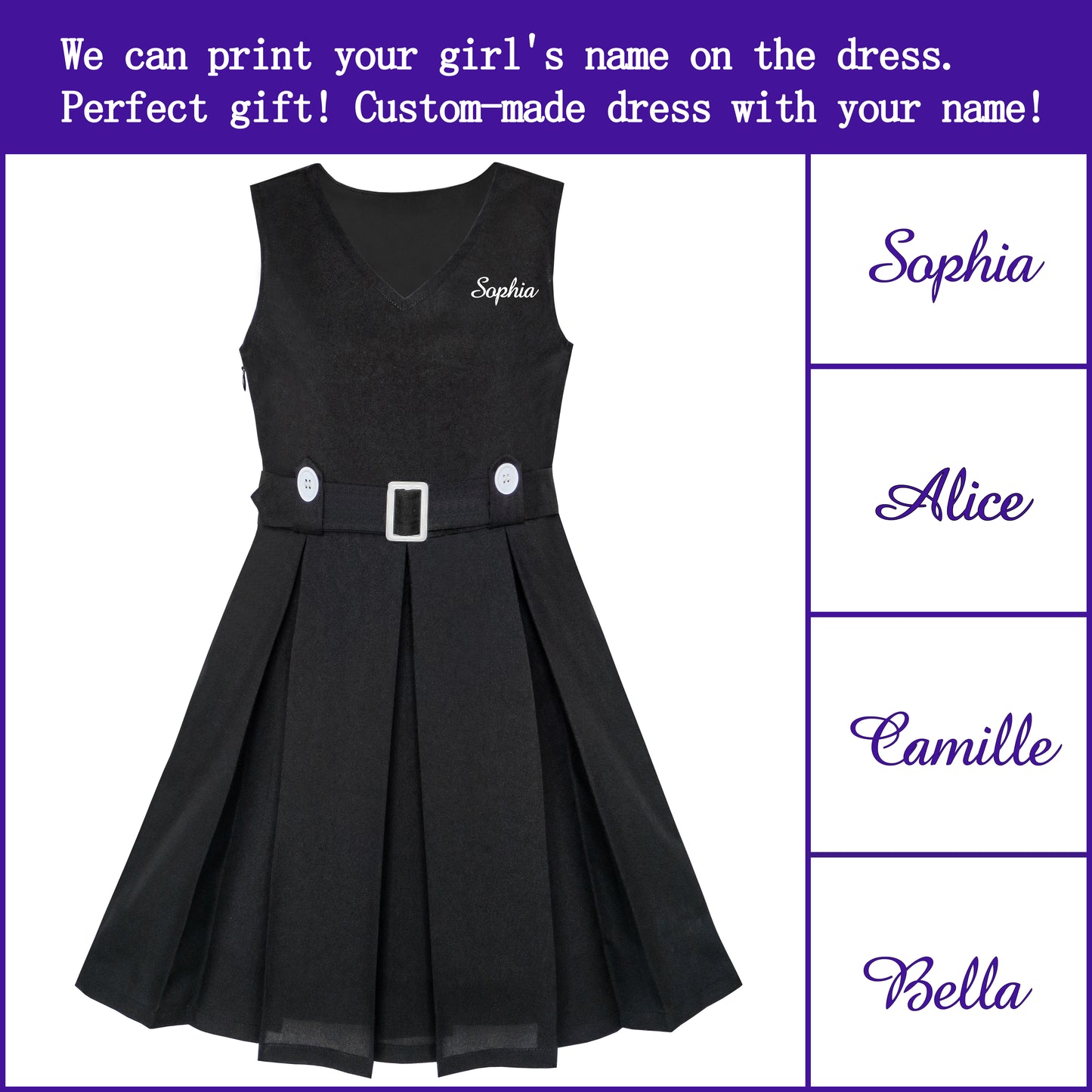 Girls Dress Khaki Button Back School Pleated Hem Size 6-14 Years