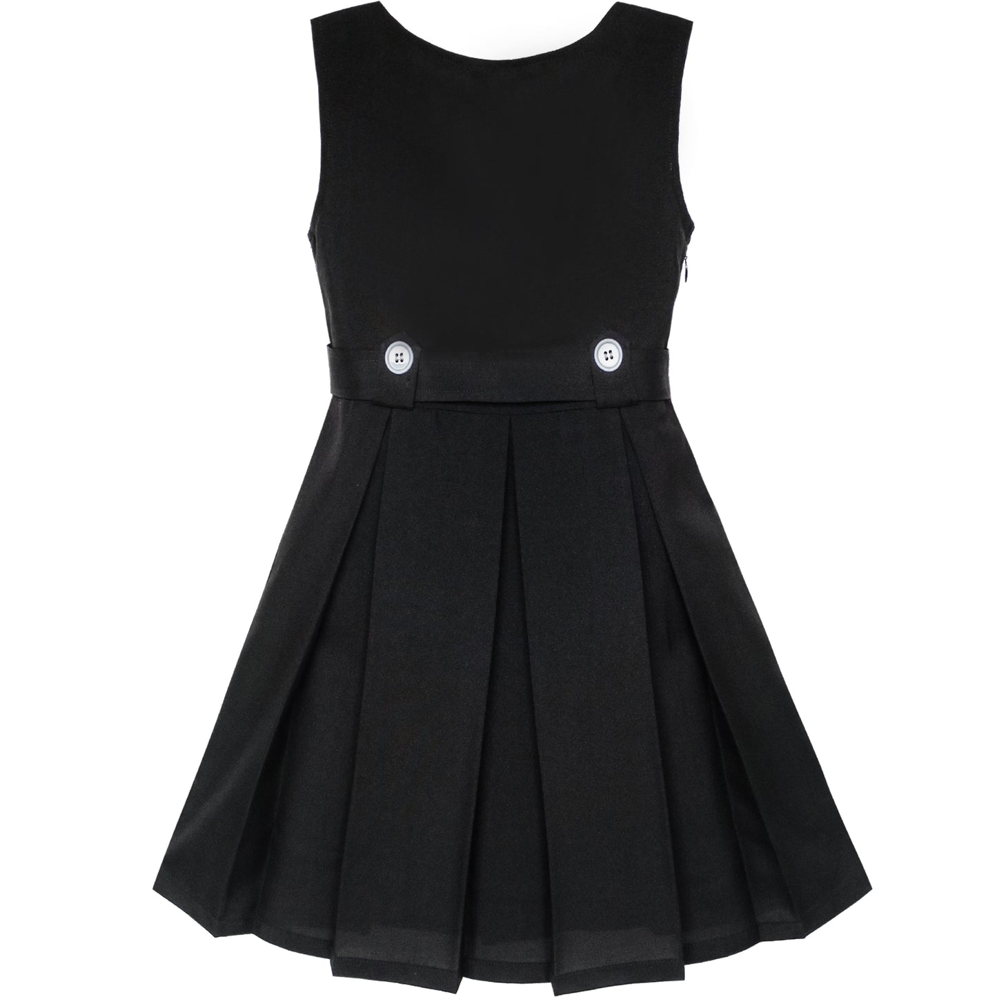 Girls Dress Khaki Button Back School Pleated Hem Size 6-14 Years