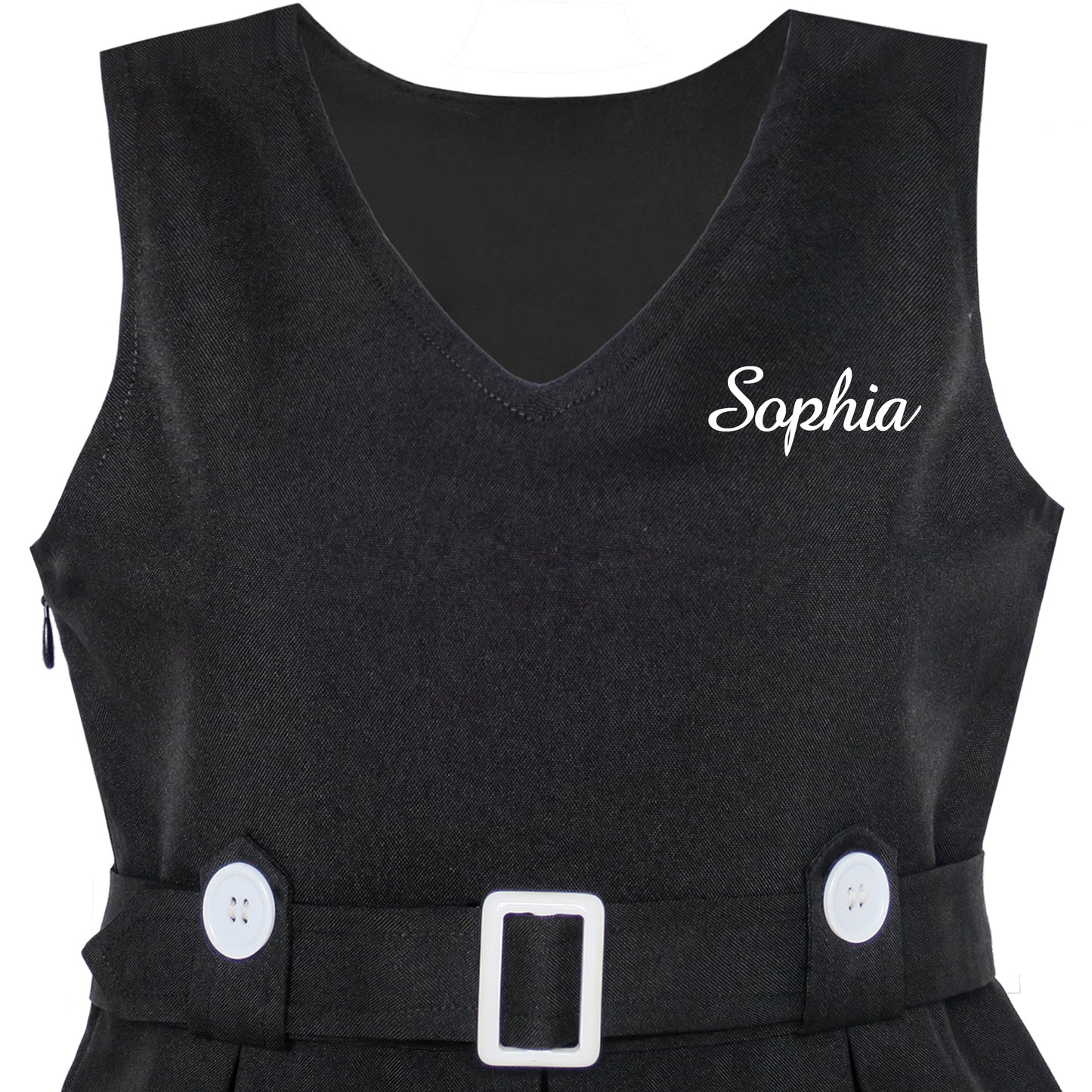 Girls Dress Khaki Button Back School Pleated Hem Size 6-14 Years