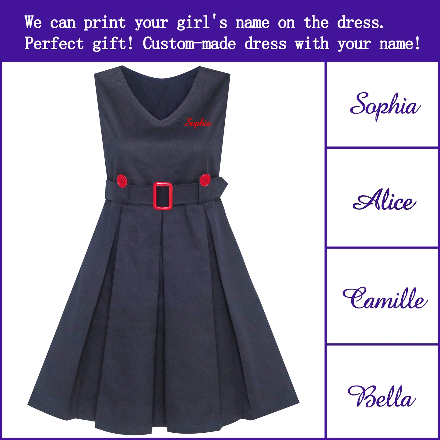 Girls Dress Khaki Button Back School Pleated Hem Size 6-14 Years