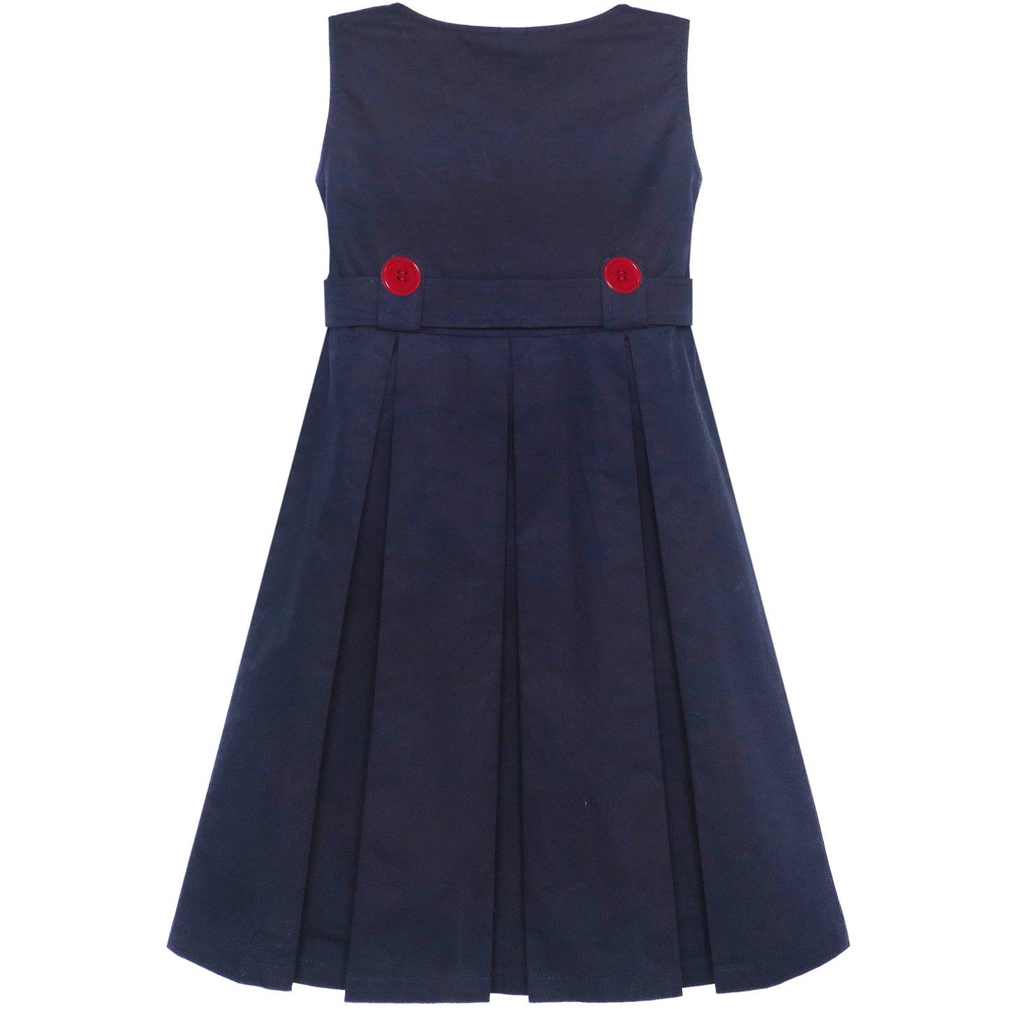 Girls Dress Khaki Button Back School Pleated Hem Size 6-14 Years