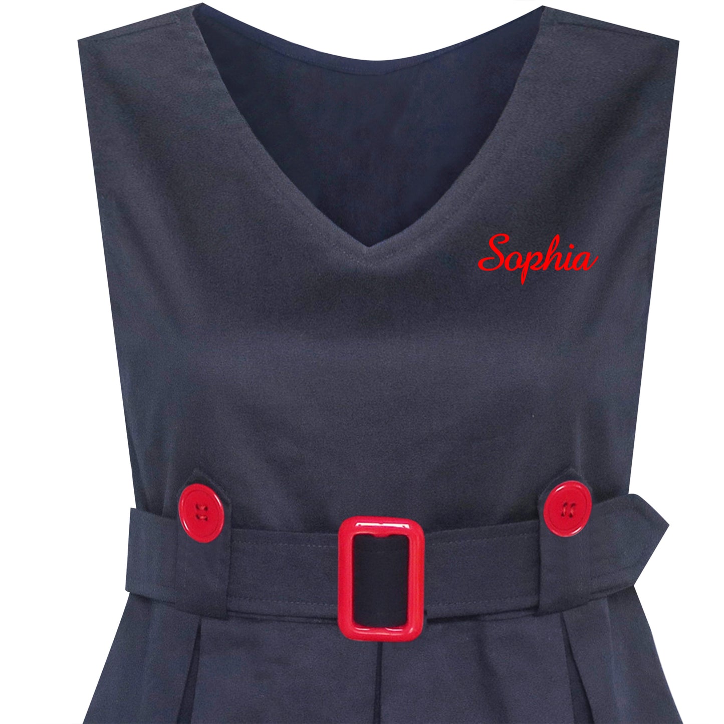 Girls Dress Khaki Button Back School Pleated Hem Size 6-14 Years