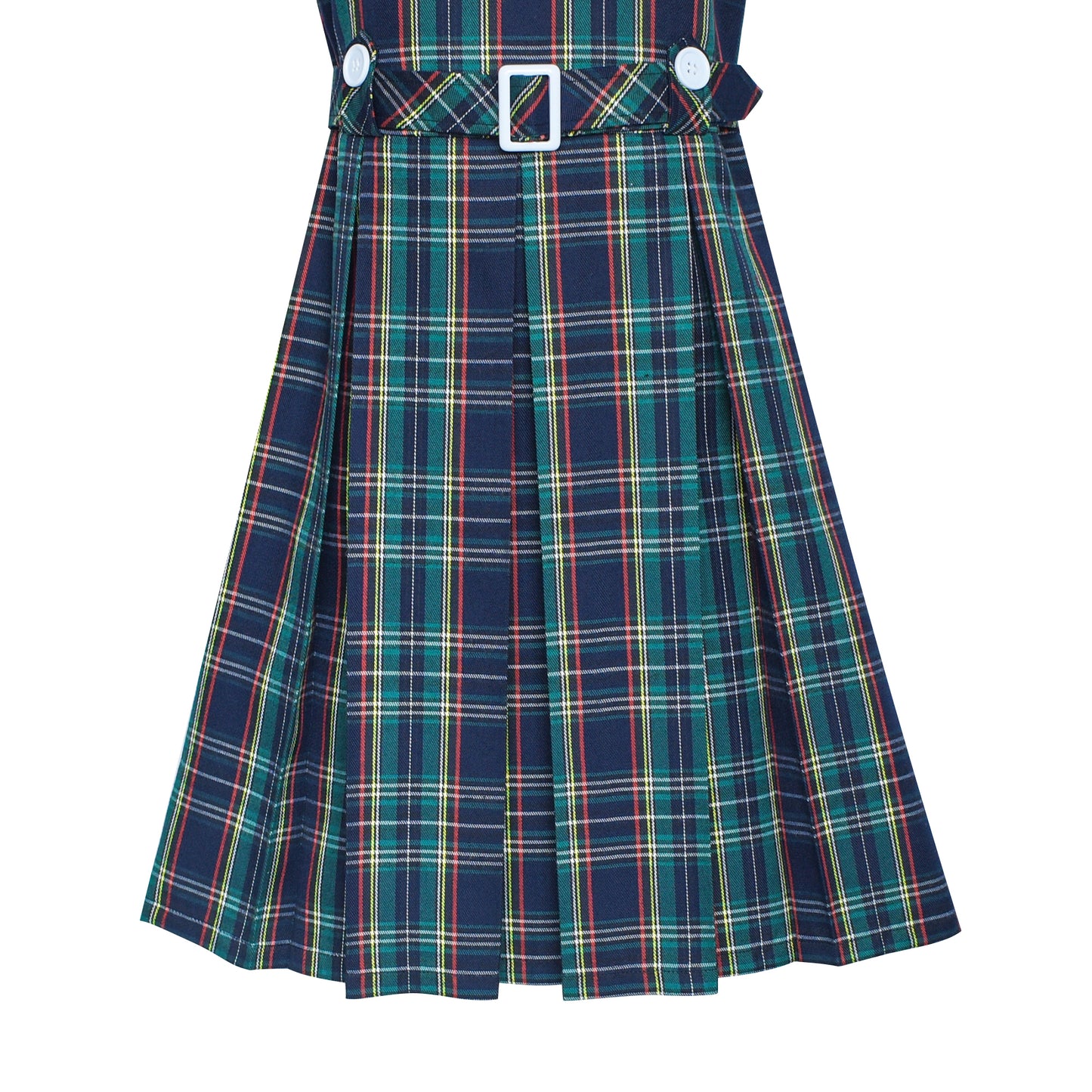 Girls Dress Khaki Button Back School Pleated Hem Size 6-14 Years