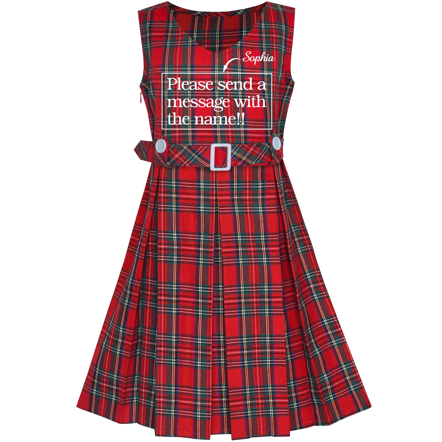 Girls Dress Khaki Button Back School Pleated Hem Size 6-14 Years