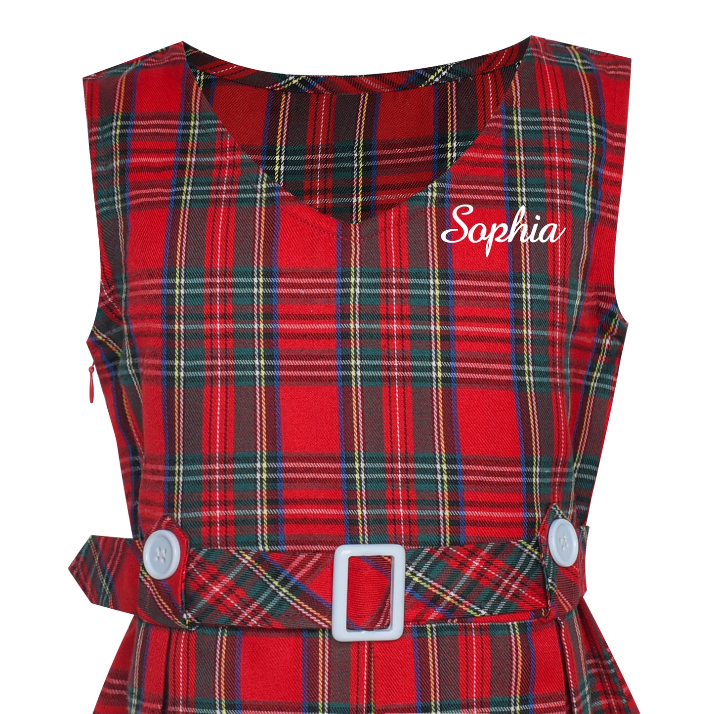 Girls Dress Khaki Button Back School Pleated Hem Size 6-14 Years