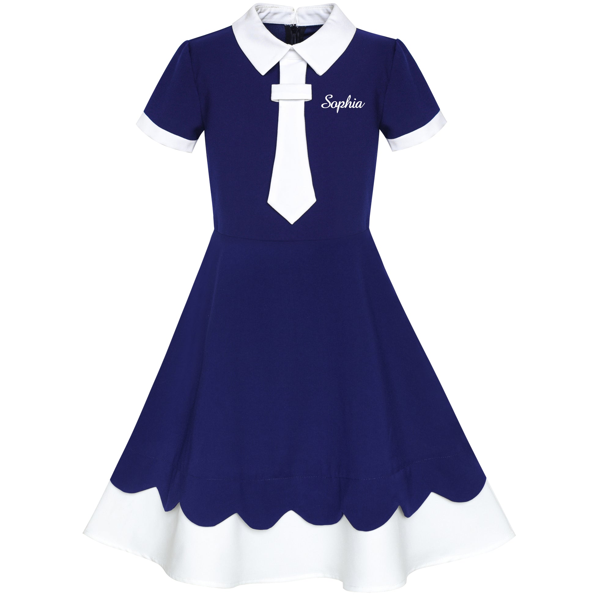 cute uniform dresses 1pc Girls Light Blue Collared Shirt Dress With Gray Knit Vest,Layered Cute School Back-To-School Autumn Outfit,Letter Print Patchwork Casual Dress
