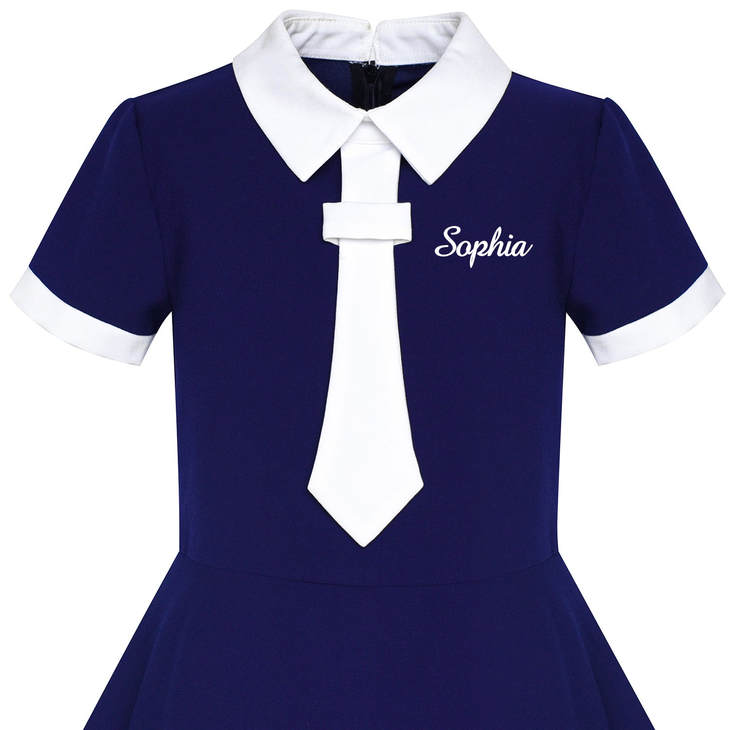 Girls Dress Back School Uniform Navy Collar Tie Short Sleeve – Sunny Fashion Girls Dress Back School Uniform Navy Collar Tie Short Sleeve – Sunny Fashion