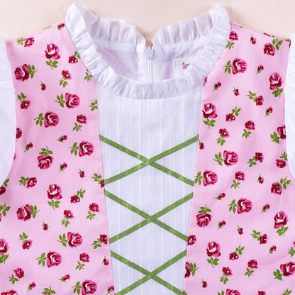 Sunny Fashion Bavarian Oktoberfest Vintage Floral Dirndl Girls Dress with Apron – Bavarian Oktoberfest Style