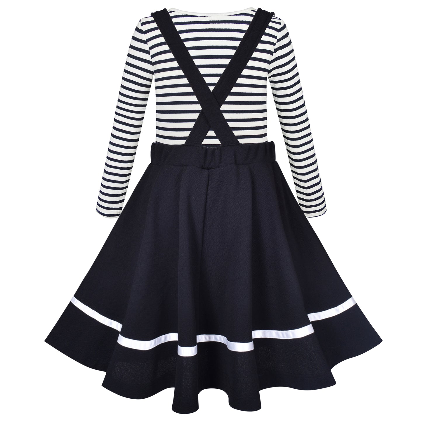 Girls Outfit Set 2 Piece Suspender Denim Button Striped Tee Size 4-12 Years