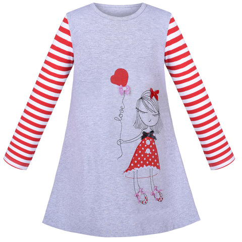 Girls Dress Long Sleeve Christmas Bow Tie Holiday Party Size 2-12 Years