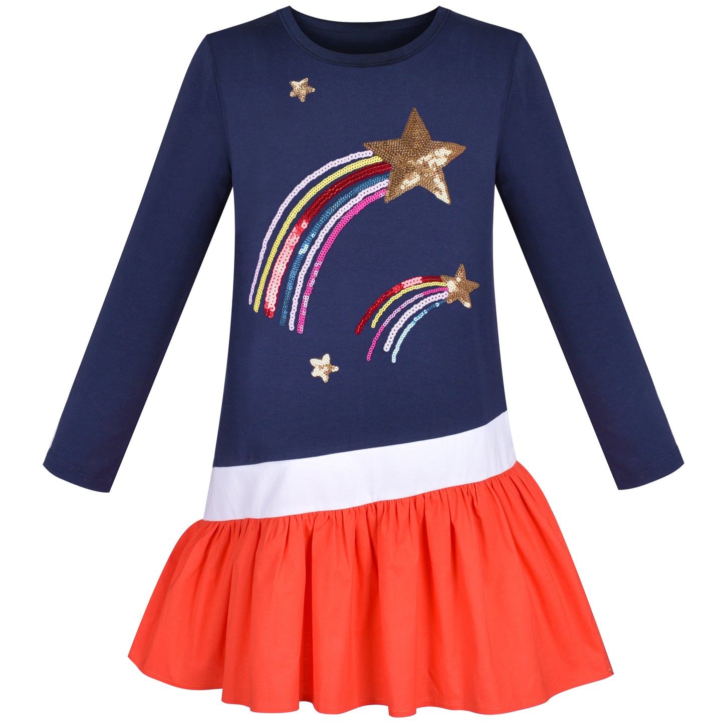 Girls Dress Long Sleeve Christmas Snowman Holiday Party Size 2-12 Years