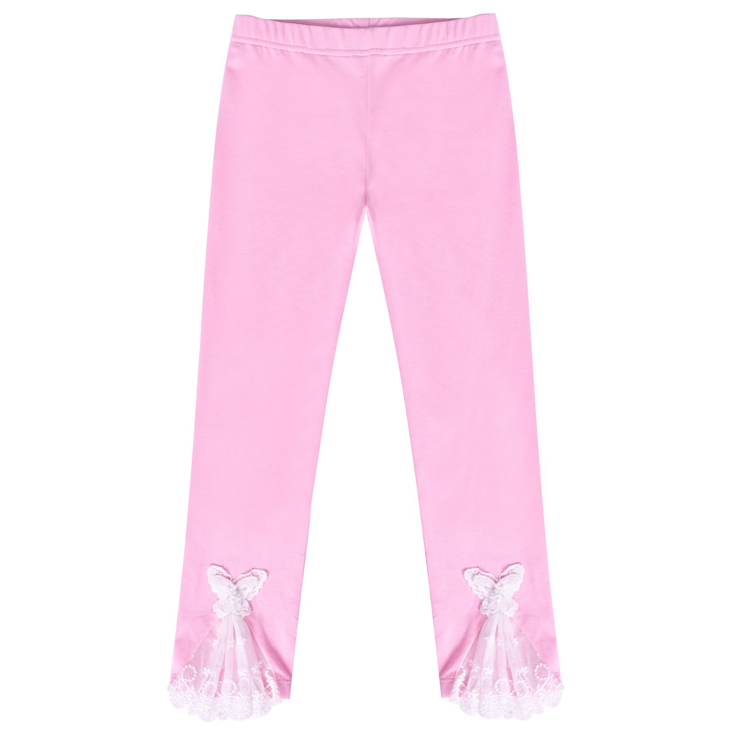 Girls Pants 3-Pack Cotton Leggings Lace Stretchy Kids Toddler Size 2-8 Years