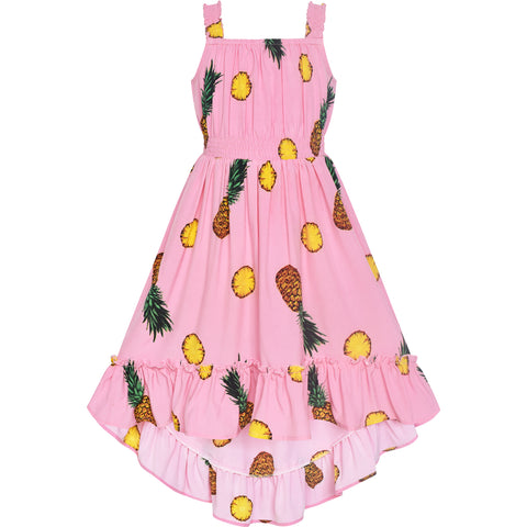 Girls Dress Leaf Sleeveless Summer Party Size 6-14 Years
