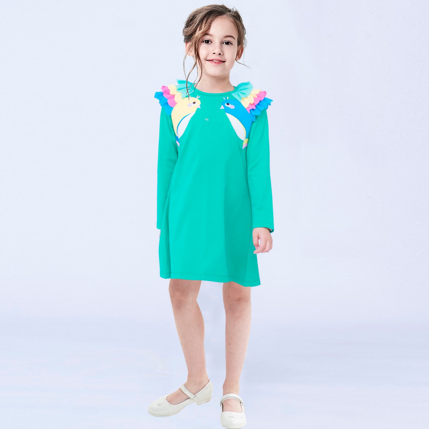 Girls Dress Long Sleeve Christmas Bow Tie Holiday Party Size 2-12 Years