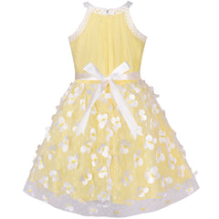 Girls Dress Butterfly Embroidered Halter Dress Party Size 5-12 Years