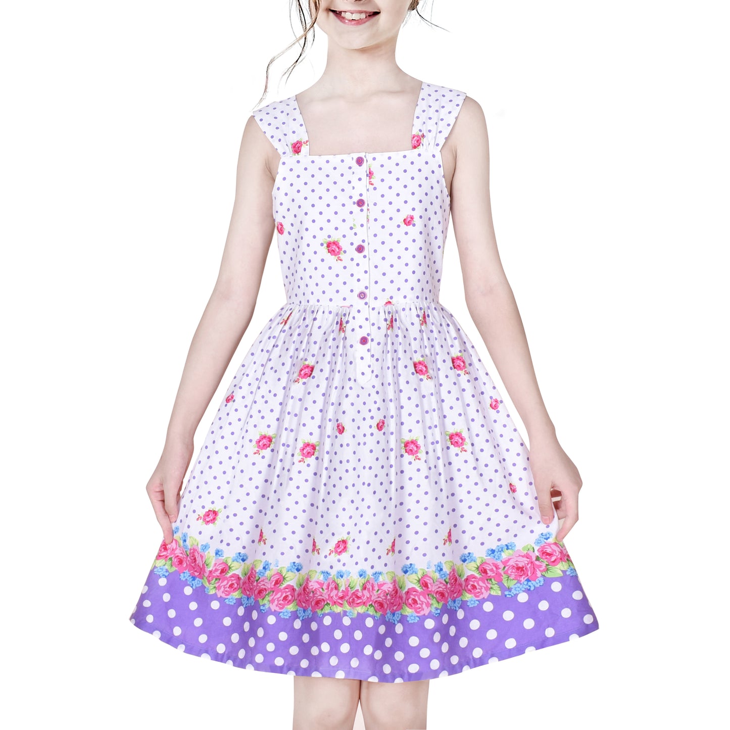 Girls Dress Heart Print Size 4-12 Years Christmas