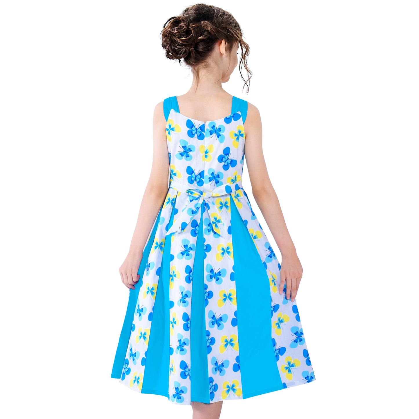 Girls Dress Vintage Floral Lace O Neck Sleeveless Bow Size 4-14 Years