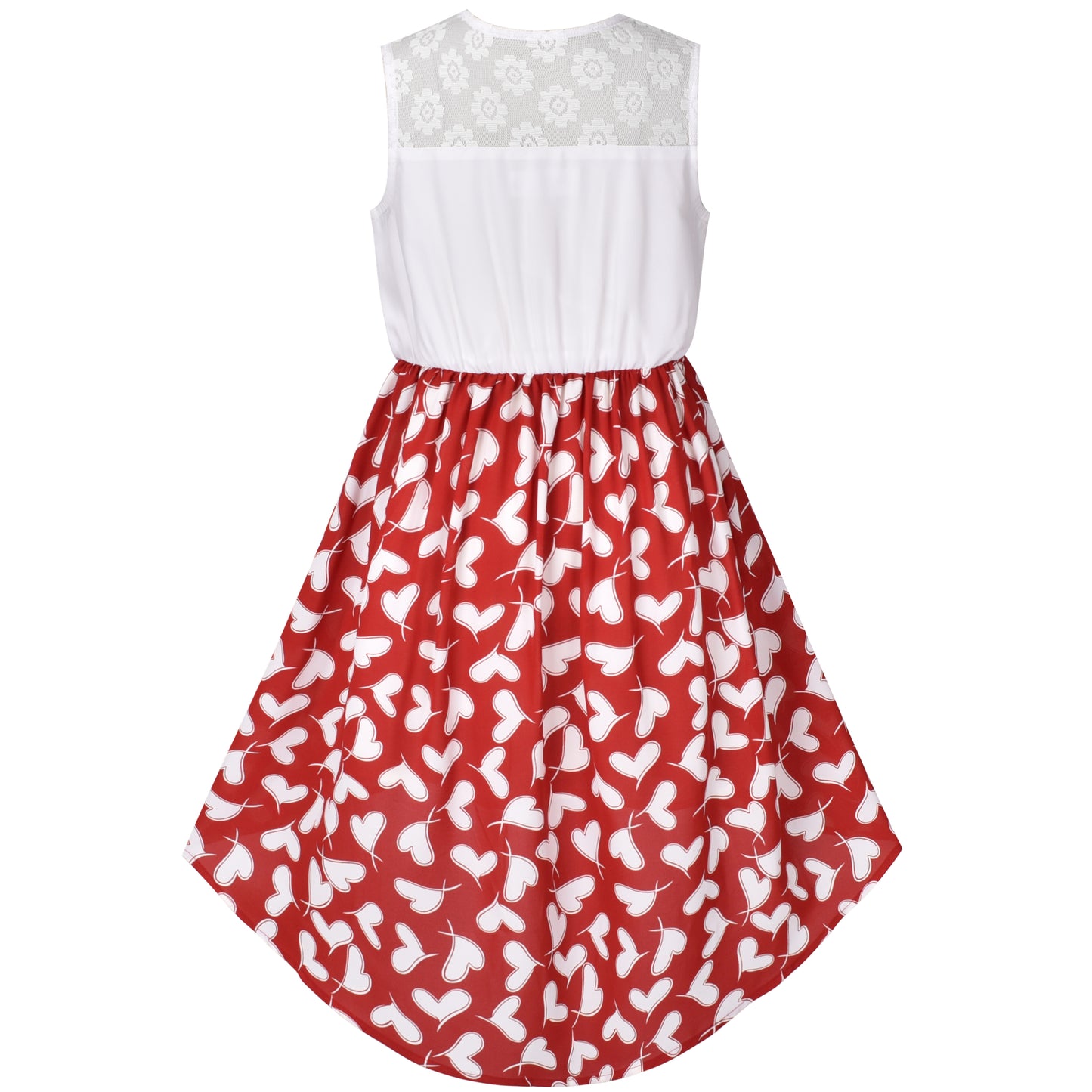 Girls Dress Chiffon Floral High-Low Tie Waist Party Princess Size 7-14 Years