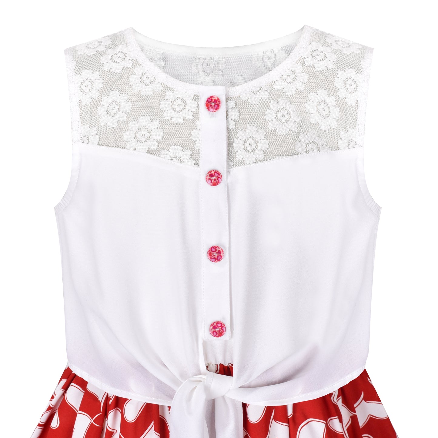 Girls Dress Chiffon Floral High-Low Tie Waist Party Princess Size 7-14 Years