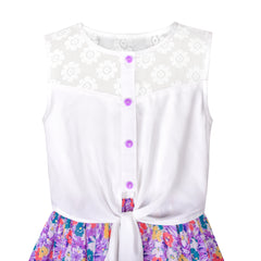 Girls Dress Chiffon Floral High-Low Tie Waist Party Princess Size 7-14 Years