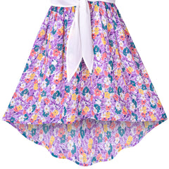 Girls Dress Chiffon Floral High-Low Tie Waist Party Princess Size 7-14 Years