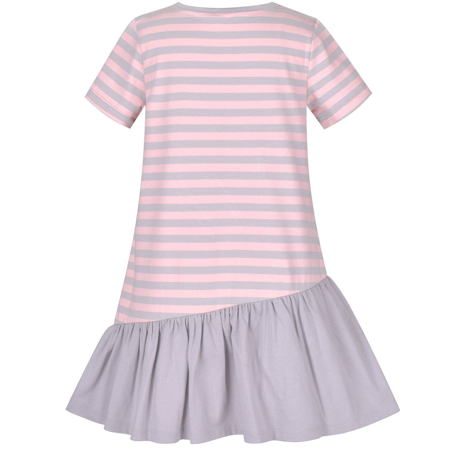 Girls Casual Dress Cotton Short Sleeve Swan Embroidered Size 2-8 Years