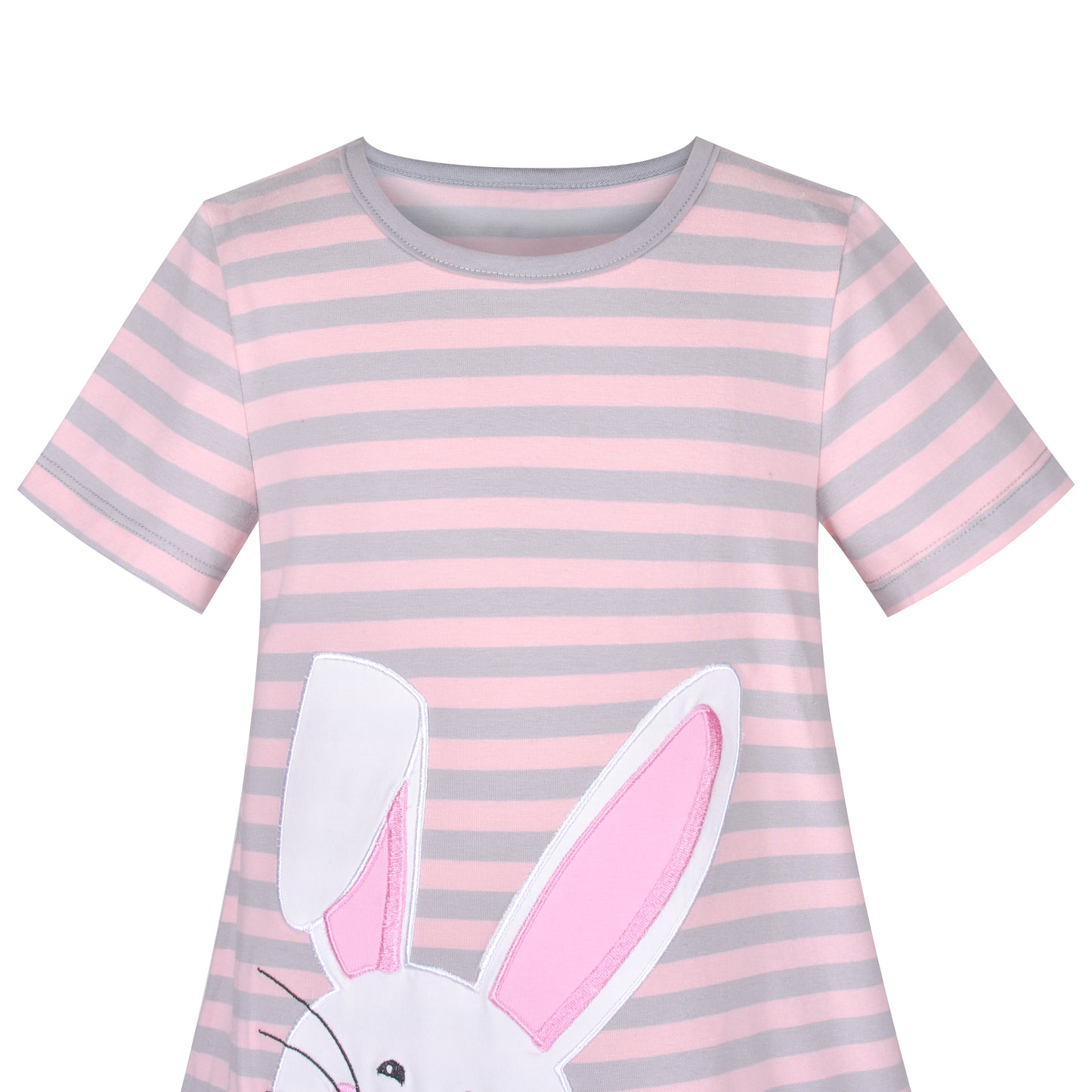 Girls Casual Dress Cotton Short Sleeve Swan Embroidered Size 2-8 Years