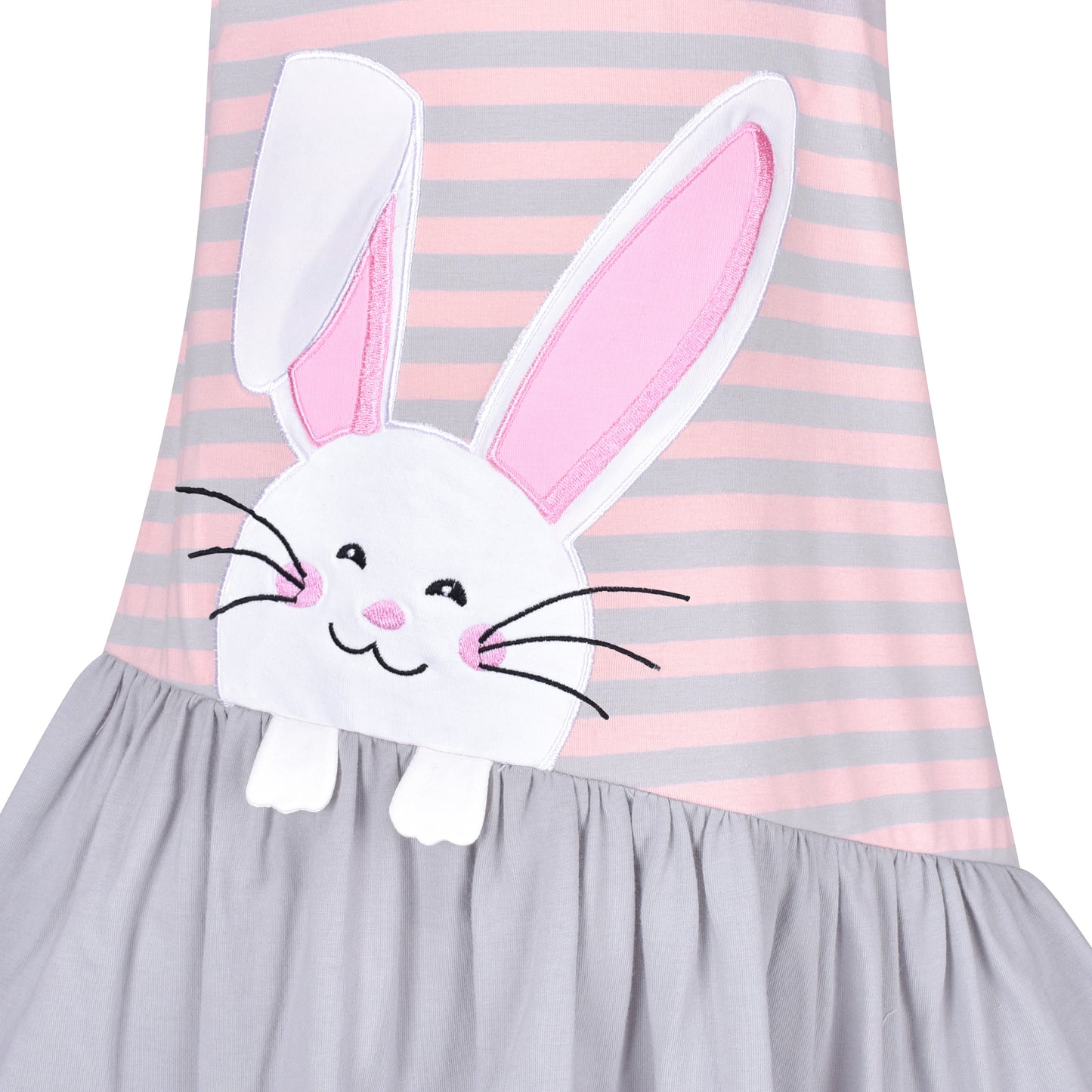 Girls Casual Dress Cotton Short Sleeve Swan Embroidered Size 2-8 Years