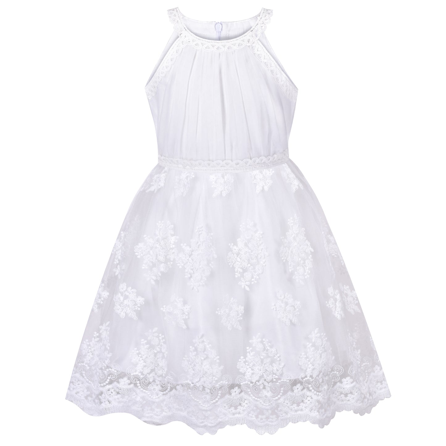 Girls Dress Butterfly Embroidered Halter Dress Party Size 5-12 Years