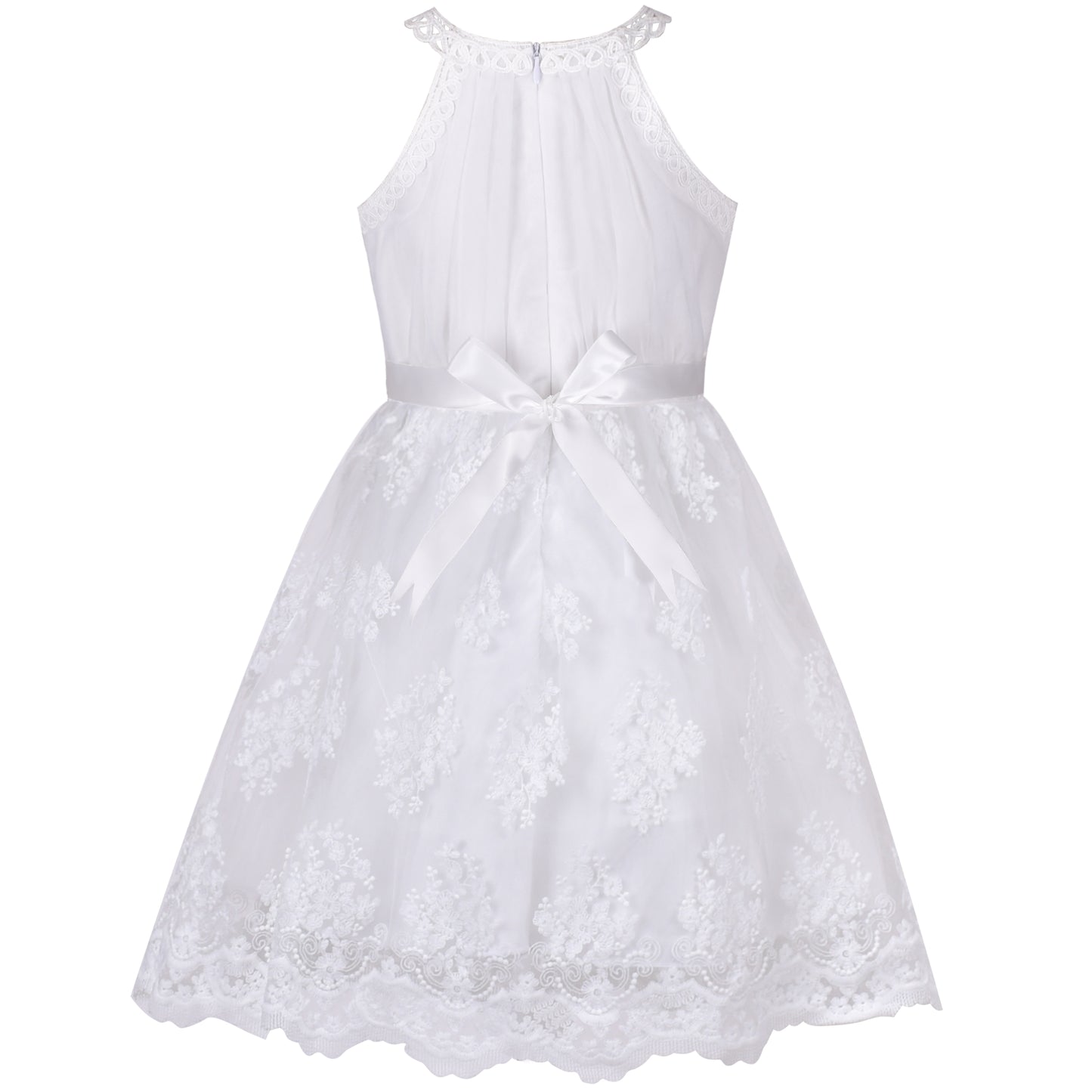 Girls Dress Butterfly Embroidered Halter Dress Party Size 5-12 Years