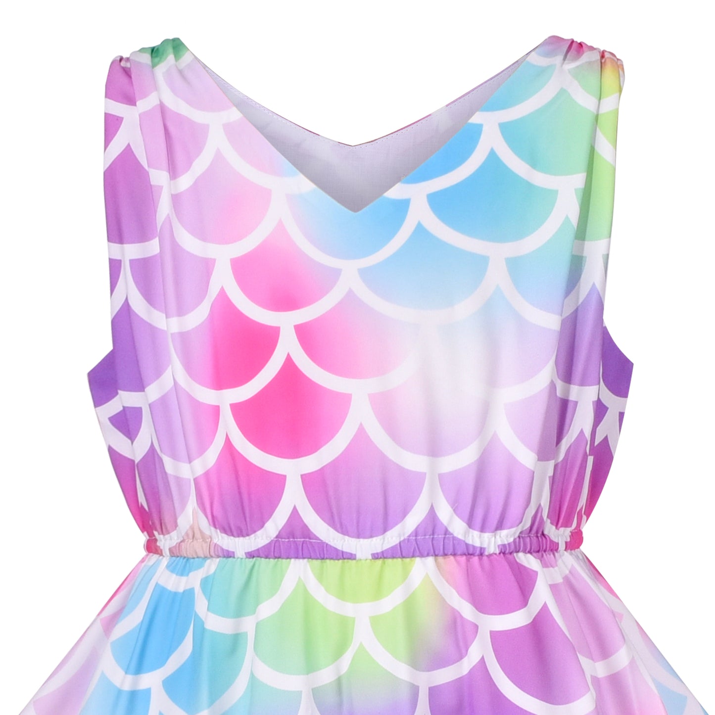 Girls Dress Flower Print Hanky Hem With Necklace Size 6-14 Years