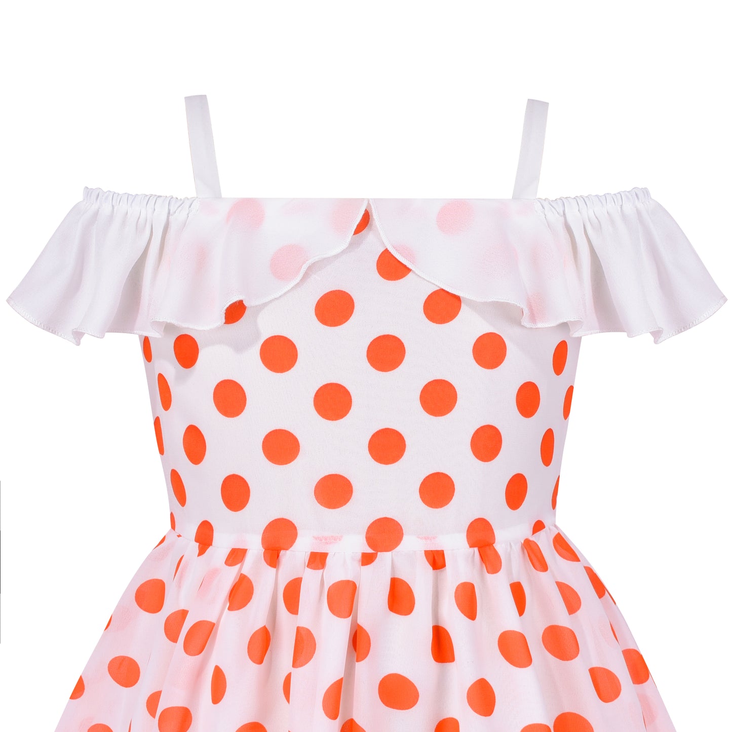 Girls Dress Swiss Dot Hi-lo Skirt Sweet Halter Sleeveless Size 6-14 Years