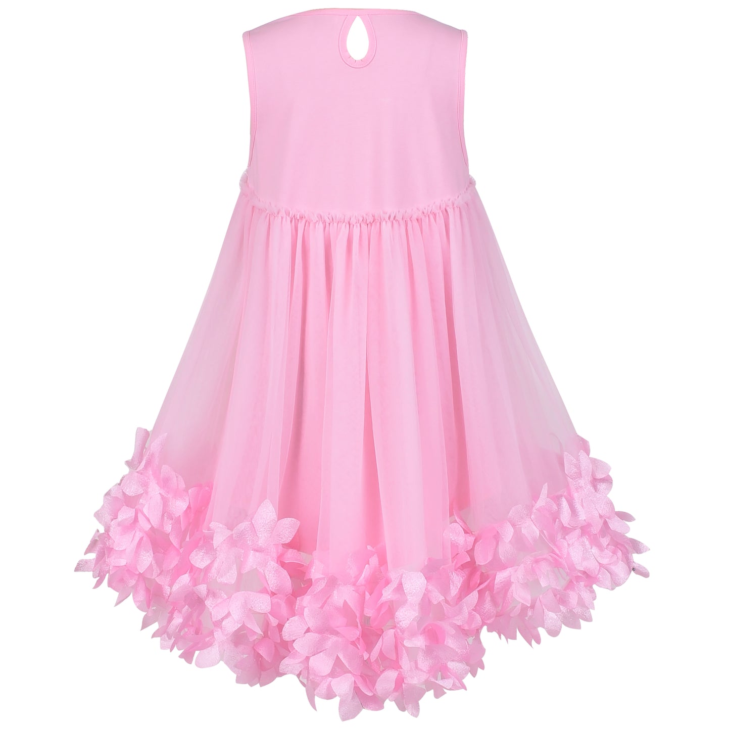 Sunny Fashion Girls Pink 3D Floral Tulle Dress with Crossbody Flower Bag