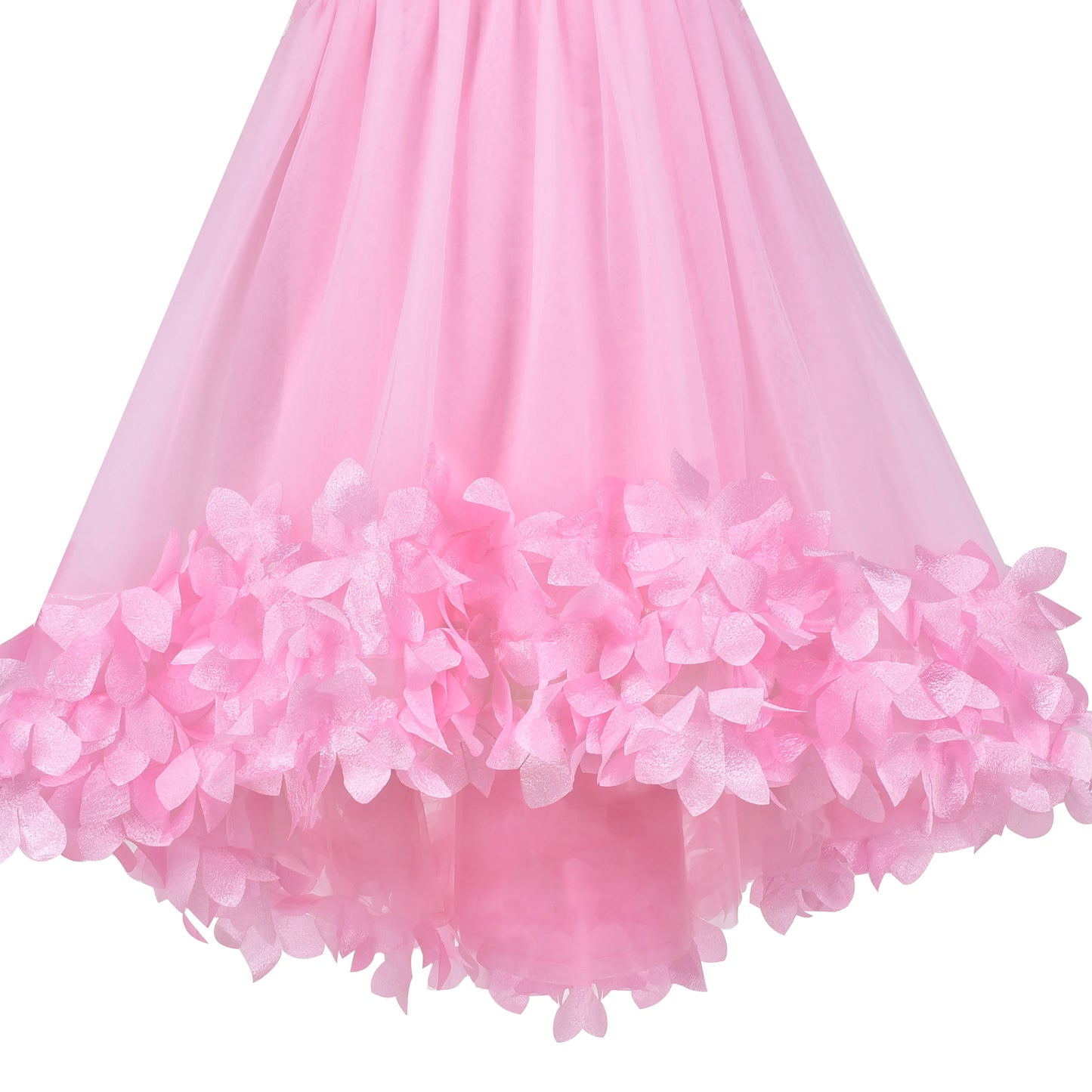 Sunny Fashion Girls Pink 3D Floral Tulle Dress with Crossbody Flower Bag