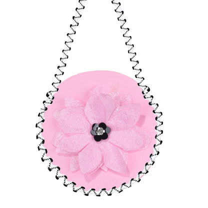 Sunny Fashion Girls Pink 3D Floral Tulle Dress with Crossbody Flower Bag
