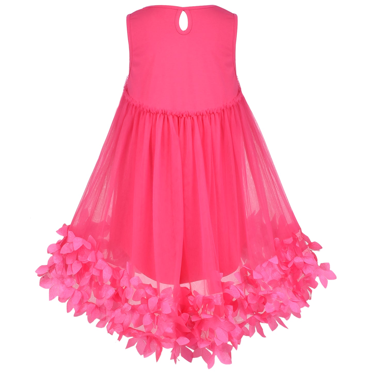 Sunny Fashion Girls Pink 3D Floral Tulle Dress with Crossbody Flower Bag