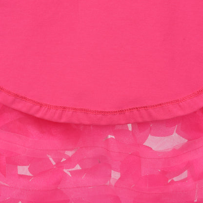 Sunny Fashion Girls Pink 3D Floral Tulle Dress with Crossbody Flower Bag
